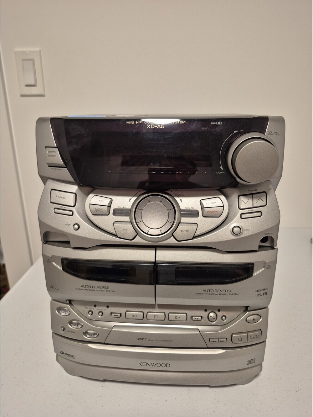 Kenwood XD-A5 AM/FM 3 CD Duel Cassette Hi-Fi System Tested Working No Speakers
